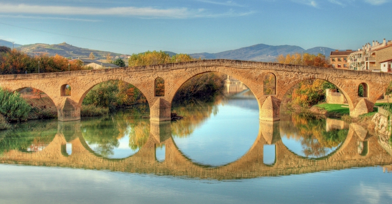 a bridge at the start of the camino de Santiago near pamplona