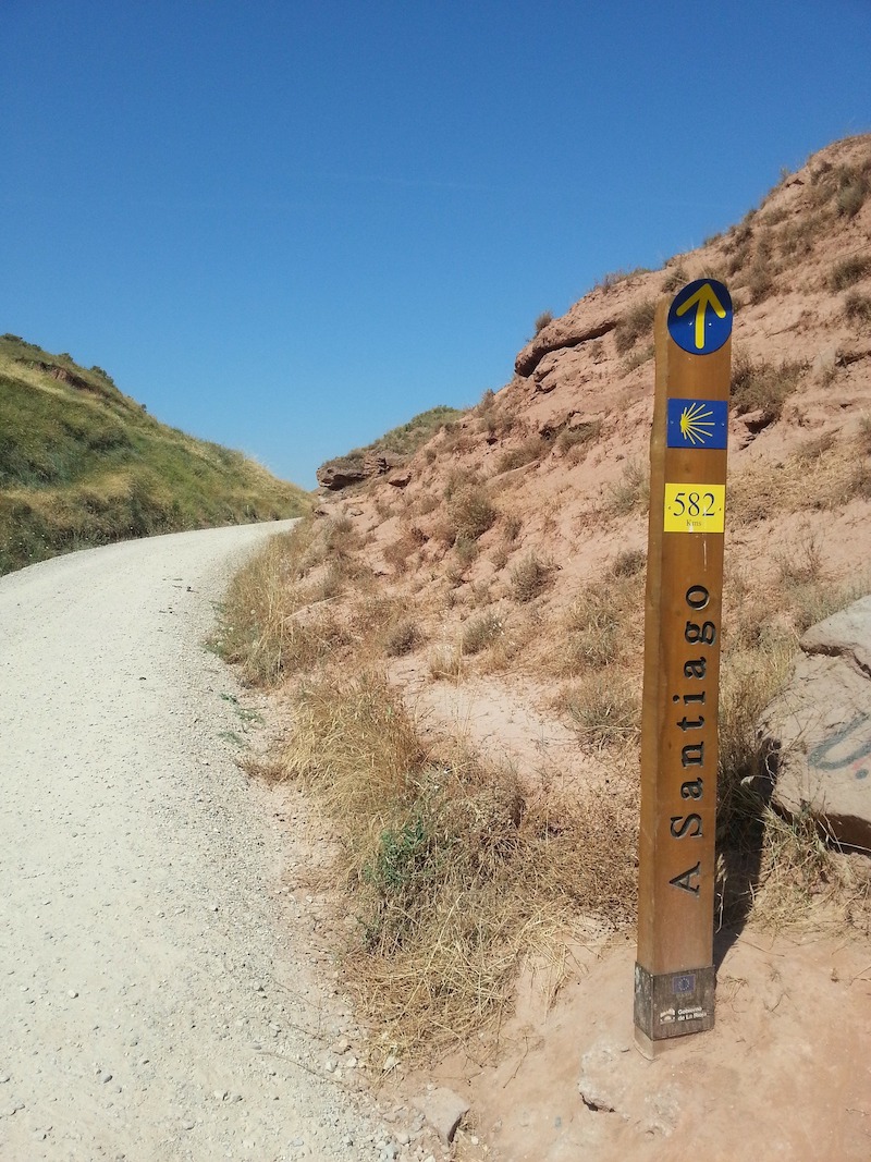 signpost to the camino de Santiago spain