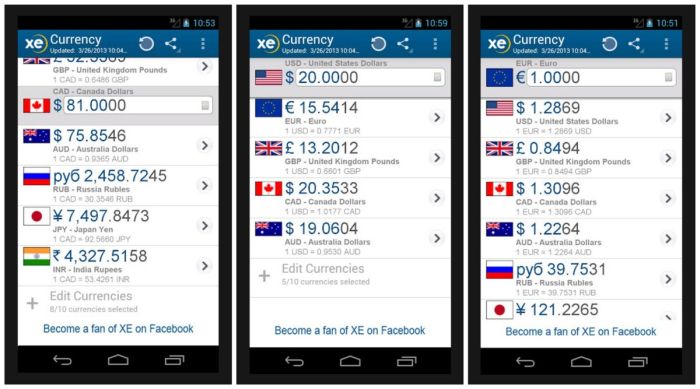 XE Currency app