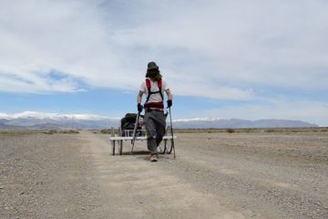 Ash Dykes with trailer on Mongolian Trek