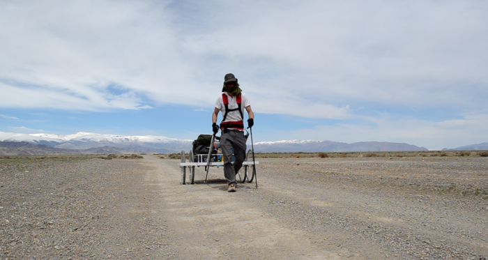 Ash Dykes with trailer on Mongolian Trek