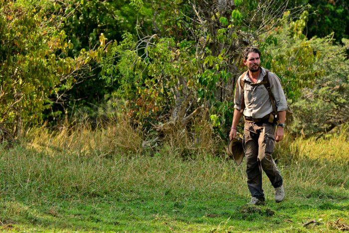 Lev walking in Uganda