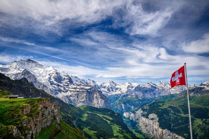 Snow capped Bernese Oberland, Switzerland