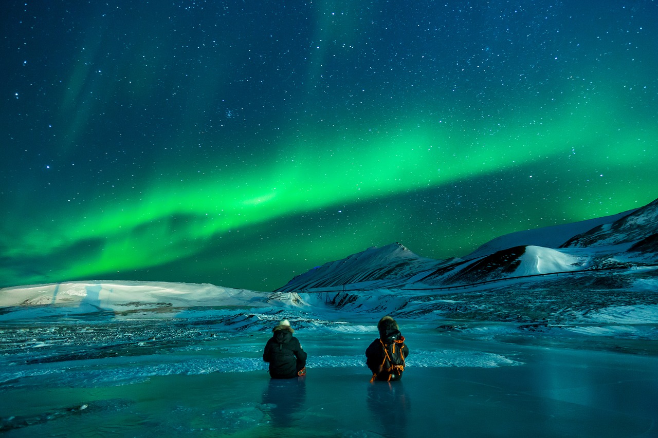 The northern lights in Svalbard