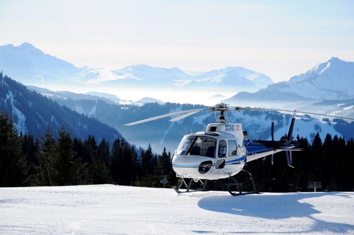 Helicopter ride in the Alps