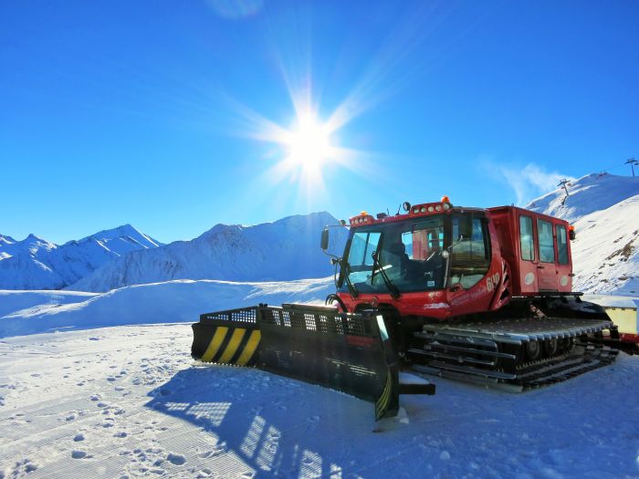 Piste-basher in the Alps