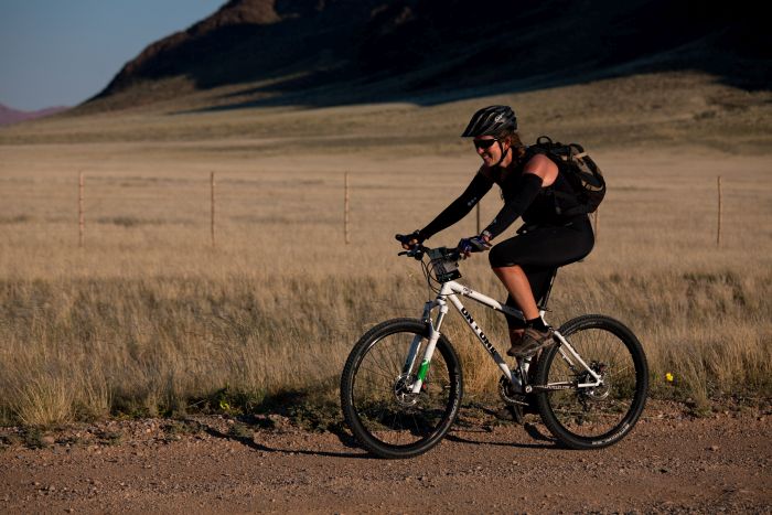 Alice Morrison on the Tour d'Afrique