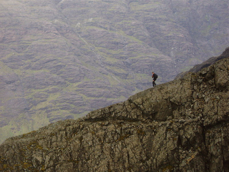 lone walker on Cuillin ridge traverse