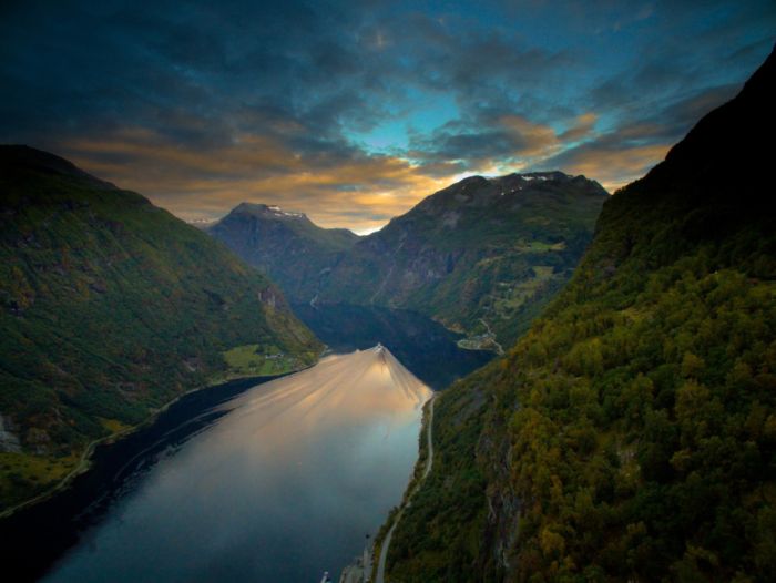 Geirangerfjord at sunrise