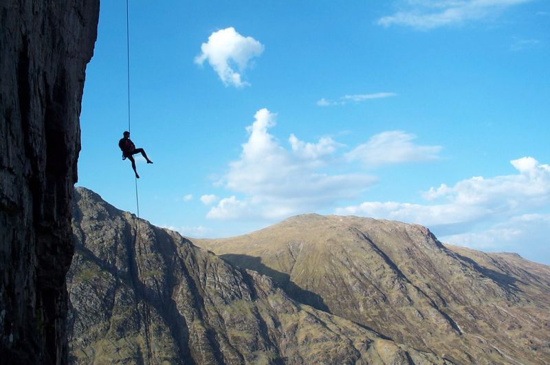 Abseiling off Freak Out on Glen coe