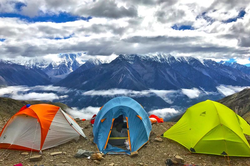 Wild camping in the mountains