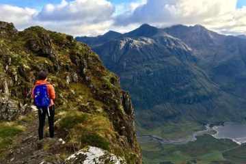 Scrambling Aonach Eagach ridge in Scotland