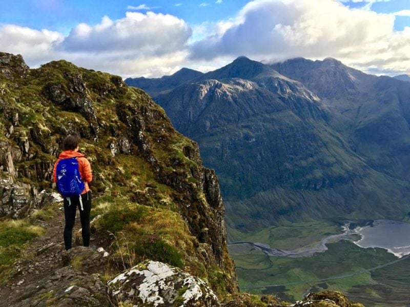 Scrambling Aonach Eagach ridge in Scotland