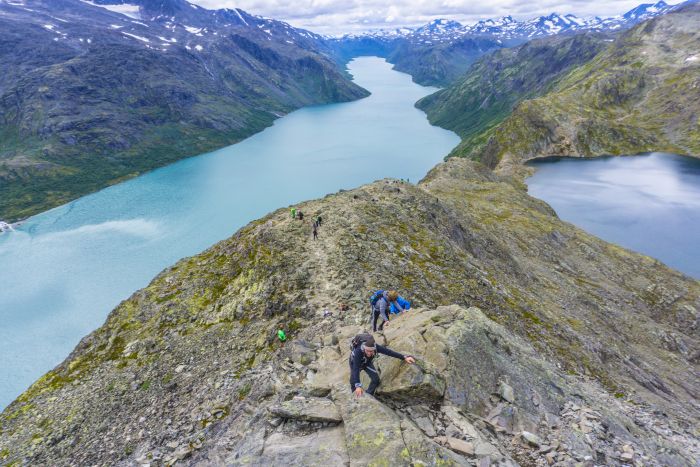 Hiking Besseggen Ridge in Norway