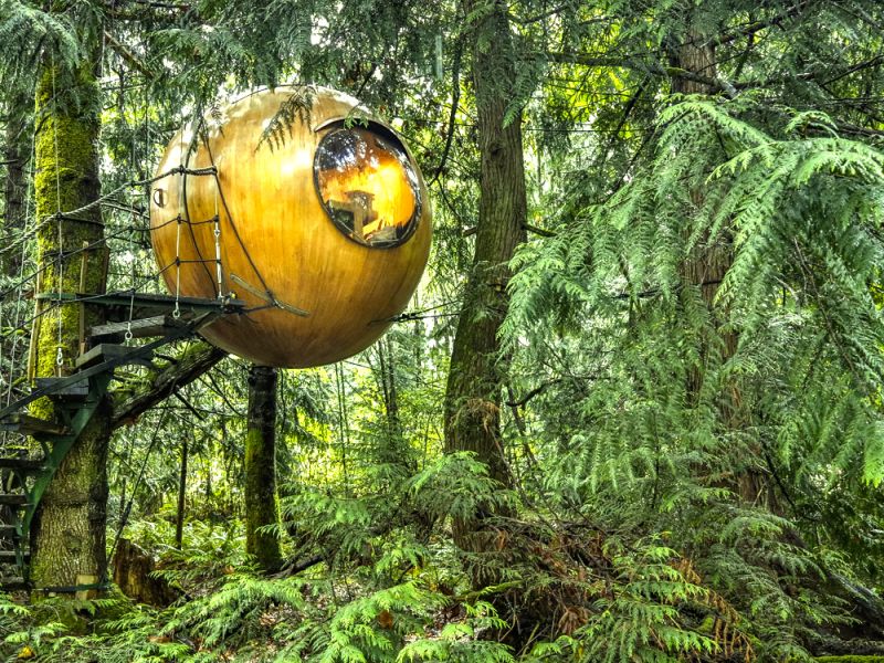 Sphere shaped tree house in Vancouver - coolest places to stay in the world