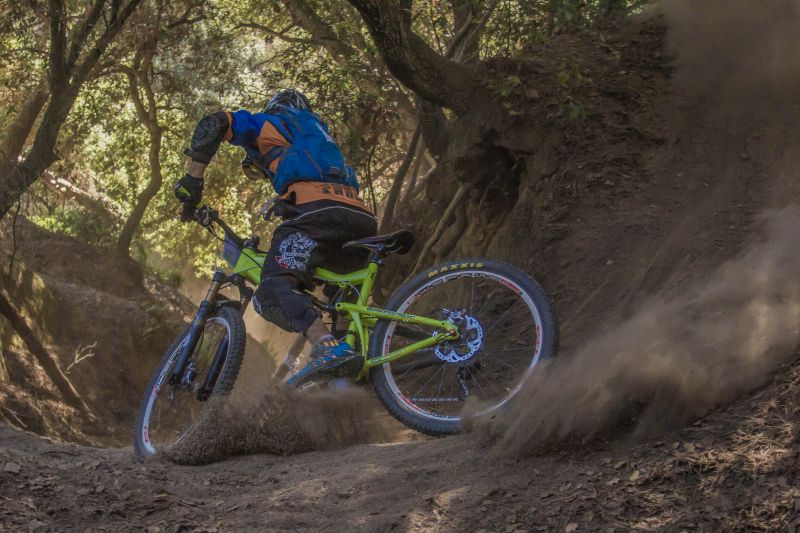 Mountain biking in forest