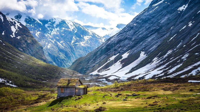 Wooden cabin in the mountains