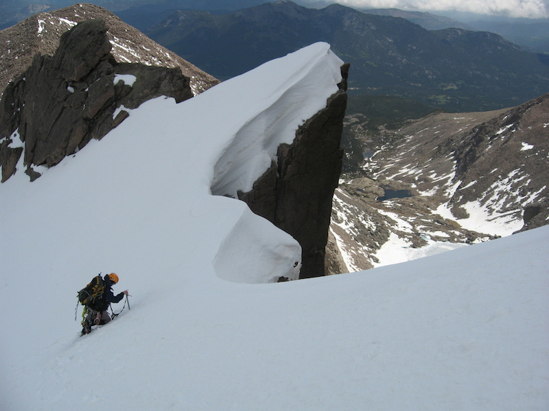 Using an ice axe and crampons