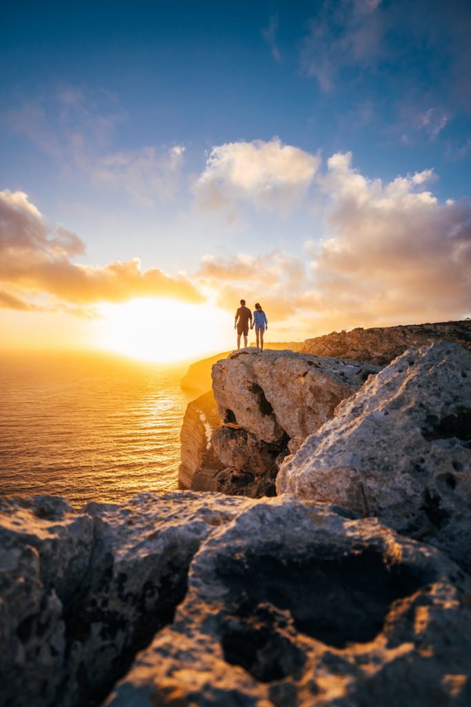 Hiking on the cliffs in Malta