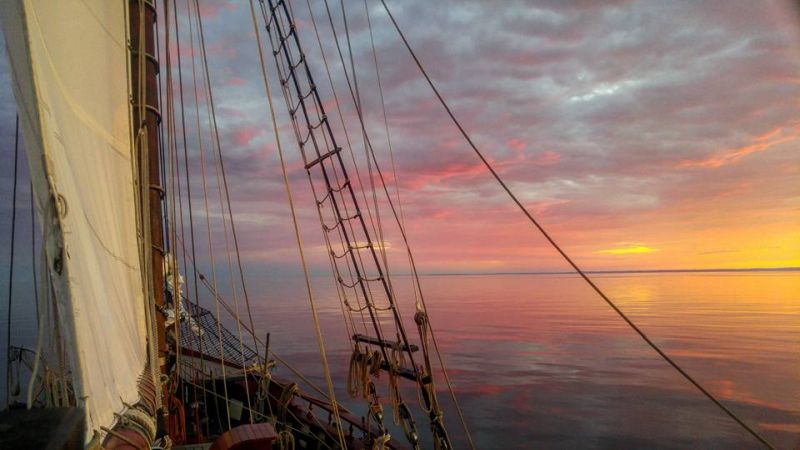 Sunset tall ship