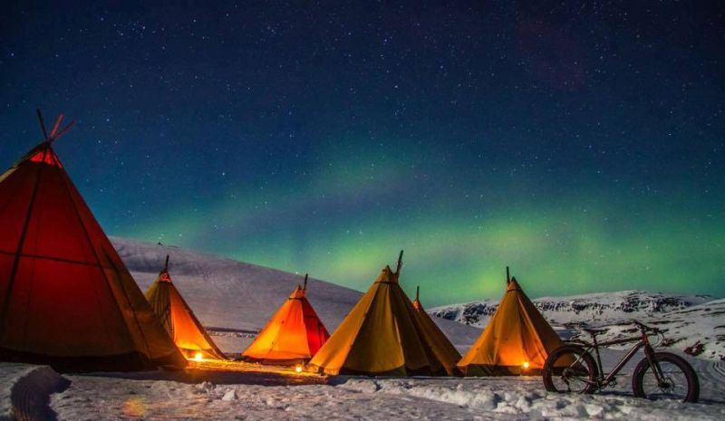 Tipis under Northern Lights