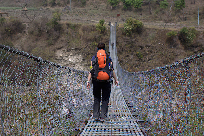 Suspension bridge on Annapurna Circuit