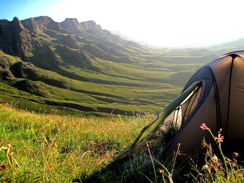 view from tent wild camping