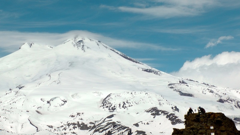 the slopes of the summit of Mount Elbrus - europe's highest mountain