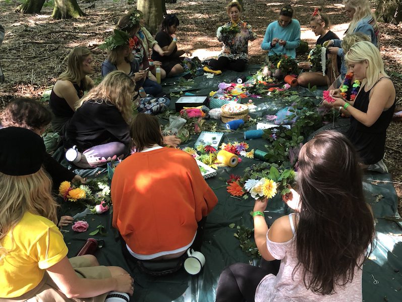 natural headpiece making at Camp Wildfire