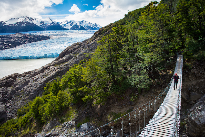 patagonia hiking suspension bridge torres del paine