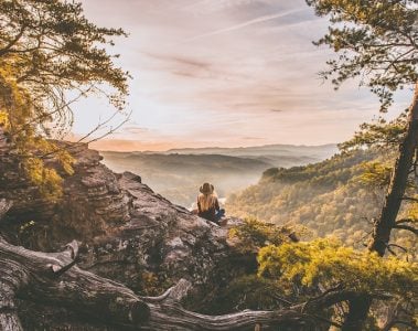 Woman hiking in America
