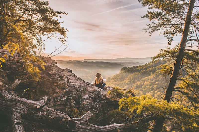 Woman hiking in America