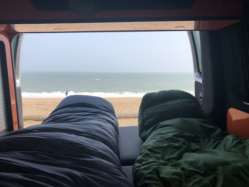 Campervan on the coast in Devon