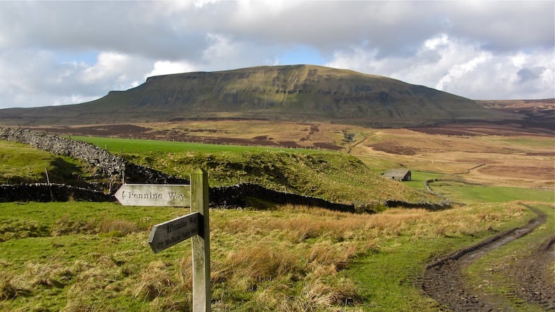A signpost on the Pennine Way, one of the best long-distance hikes in the UK