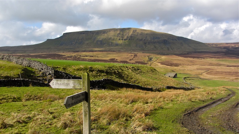 A signpost on the Pennine Way, one of the best long-distance hikes in the UK