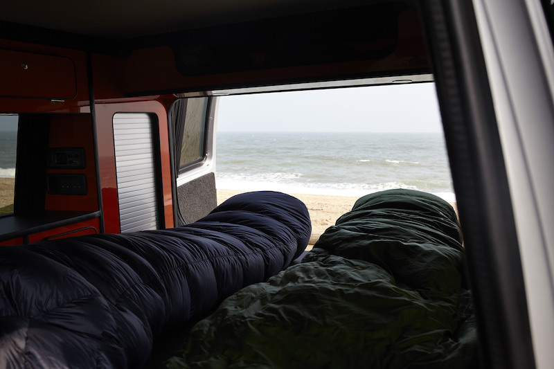 sleeping bags in campervan