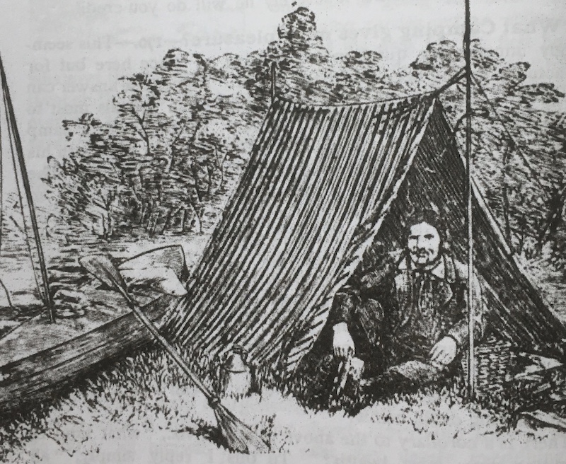 Thomas Hiram Holding canoe camping - from the 1908 Camper's Handbook