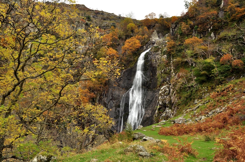 Aber falls in autumn, one of the best half-day hikes in Snowdonia