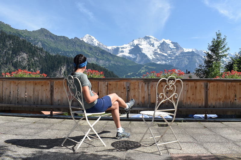 Snowy duo of Jungfrau (4,158m) and Mönch (4,107m) from Isenfluh (1)