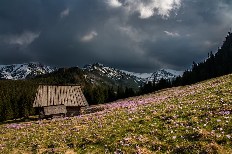 mountain under storm clouds