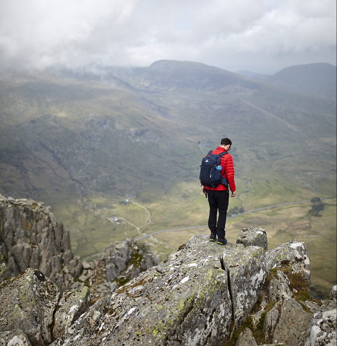 Standing on the edge on a classic scramble in Snowdonia 