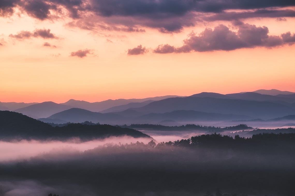 sunset in the Great Smoky Mountains