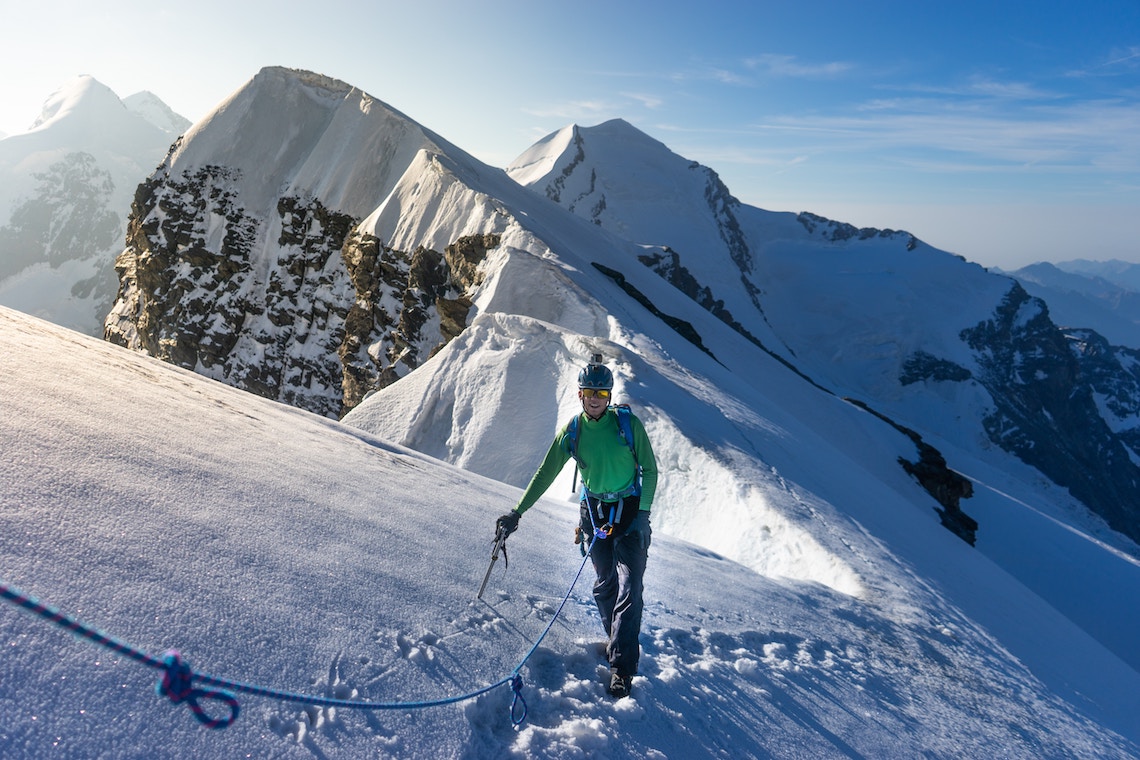 Cimber on the ridge to the briethorn switzerland 