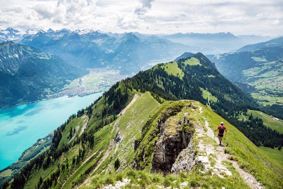 Gone walk between Augstmatthorn and Harder near Interlaken, Bernese Oberland, Switzerland