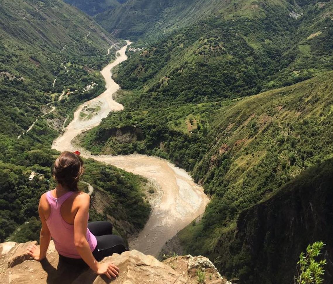 hiking in the inca trail, taking a rest