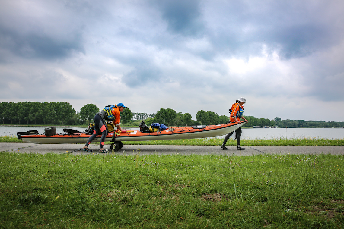 Moving kayak on kayaking through Europe challenge