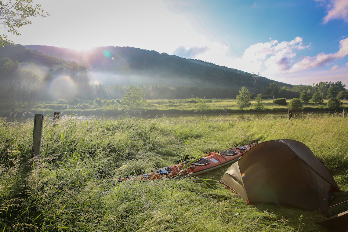 A serene camping spot on the kayaking through europe expedition