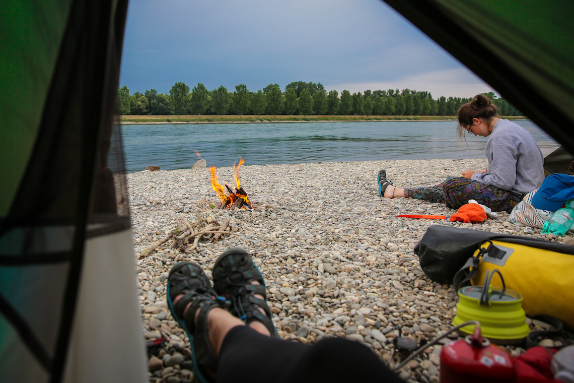 Beach landing campfire kayaking through europe