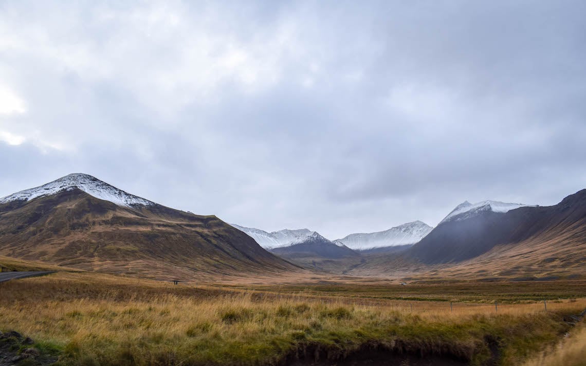 Snow kissed mountains in the Westfjords