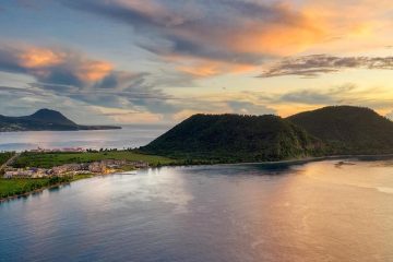 Dominica resort at sunset